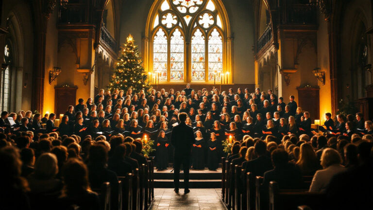 Der Schulchor singt beim Weihnachtskonzert in der Stadtkirche