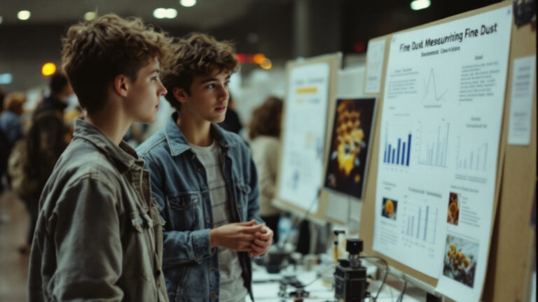 Zwei Schüler präsentieren ihr Projekt bei Jugend forscht