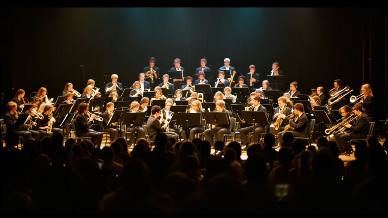 Die Bläserklassen beim Konzert in der Aula