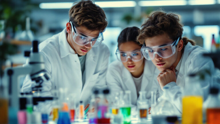Schülerinnen und Schüler experimentieren im Schülerlabor